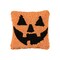 Smiling Jack O' Lantern Small Petite Hooked Halloween Accent Pillow 8" x 8"
